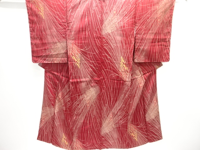 JAPANESE KIMONO / ANTIQUE OMESHI / TAISHO ROMAN STYLE / SILK / WOVEN ABSTRACT PATTERN